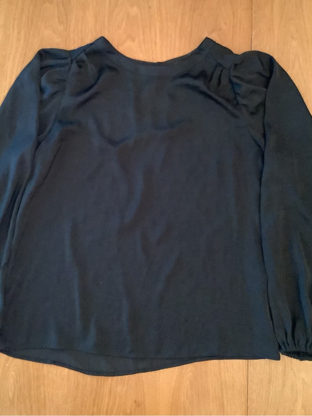 Women’s Navy Long-Sleeve Silky Blouse